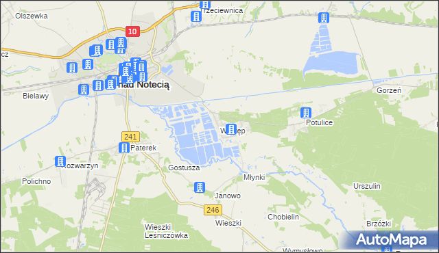 mapa Występ gmina Nakło nad Notecią, Występ gmina Nakło nad Notecią na mapie Targeo