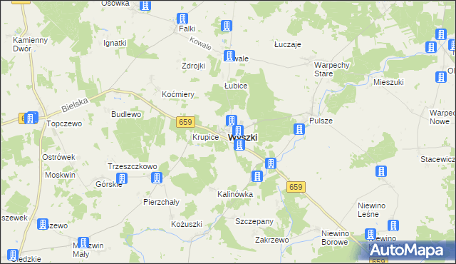 mapa Wyszki powiat bielski, Wyszki powiat bielski na mapie Targeo