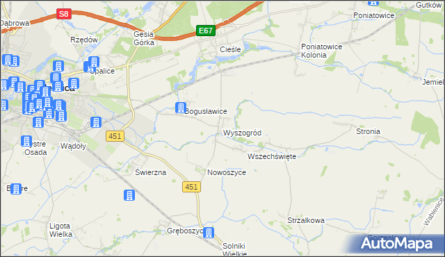 mapa Wyszogród gmina Oleśnica, Wyszogród gmina Oleśnica na mapie Targeo