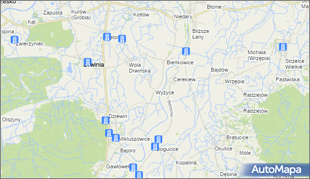 mapa Wyżyce, Wyżyce na mapie Targeo