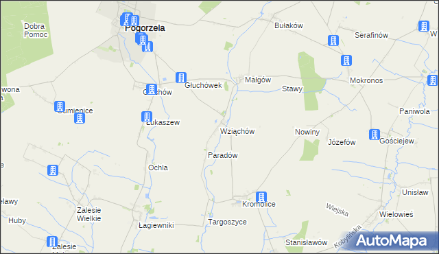 mapa Wziąchów, Wziąchów na mapie Targeo