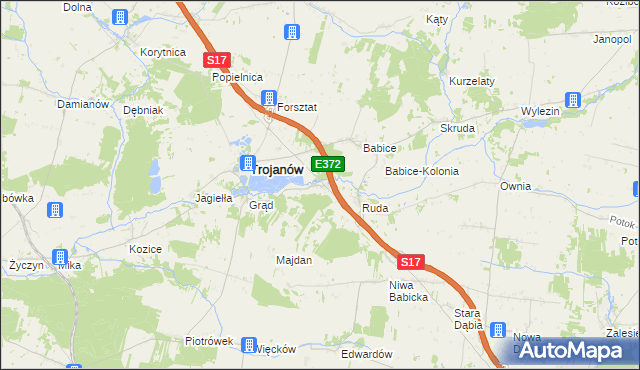 mapa Żabianka gmina Trojanów, Żabianka gmina Trojanów na mapie Targeo