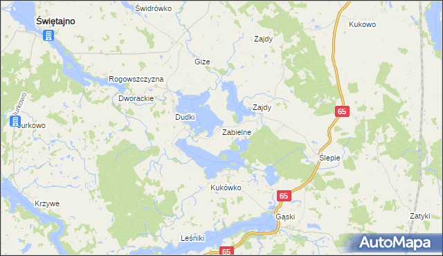 mapa Zabielne gmina Olecko, Zabielne gmina Olecko na mapie Targeo