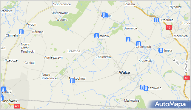 mapa Zabierzów gmina Walce, Zabierzów gmina Walce na mapie Targeo