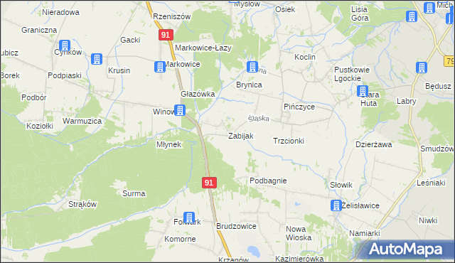 mapa Zabijak gmina Koziegłowy, Zabijak gmina Koziegłowy na mapie Targeo