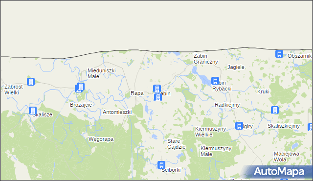 mapa Żabin gmina Banie Mazurskie, Żabin gmina Banie Mazurskie na mapie Targeo