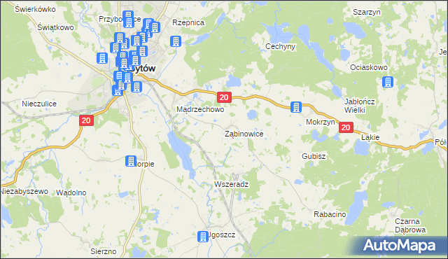 mapa Ząbinowice, Ząbinowice na mapie Targeo