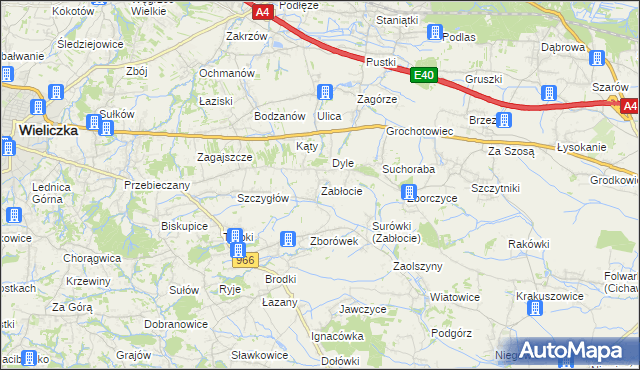 mapa Zabłocie gmina Biskupice, Zabłocie gmina Biskupice na mapie Targeo