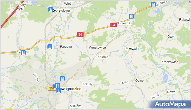 mapa Zabłocie gmina Nowogrodziec, Zabłocie gmina Nowogrodziec na mapie Targeo