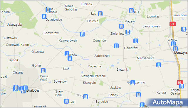 mapa Żabokrzeki gmina Daszyna, Żabokrzeki gmina Daszyna na mapie Targeo