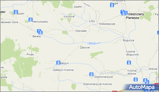 mapa Zaborce gmina Trzeszczany, Zaborce gmina Trzeszczany na mapie Targeo