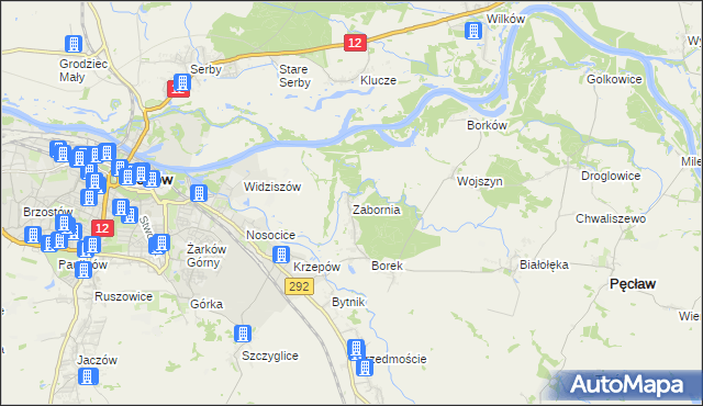 mapa Zabornia gmina Głogów, Zabornia gmina Głogów na mapie Targeo