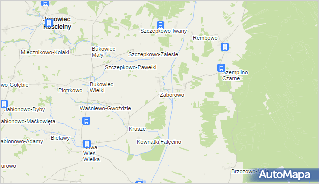 mapa Zaborowo gmina Janowiec Kościelny, Zaborowo gmina Janowiec Kościelny na mapie Targeo