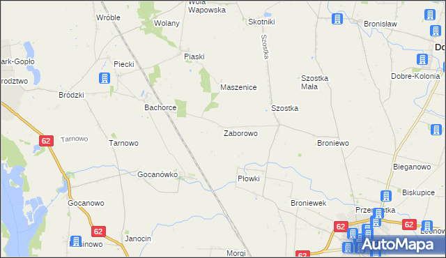 mapa Zaborowo gmina Kruszwica, Zaborowo gmina Kruszwica na mapie Targeo