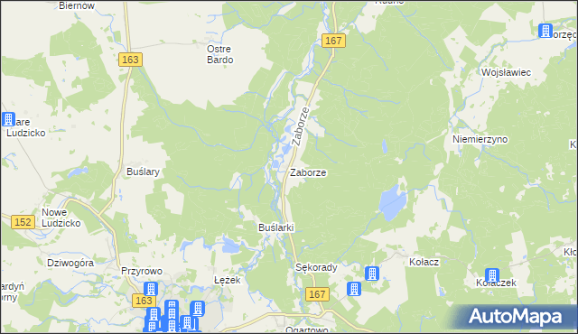 mapa Zaborze gmina Połczyn-Zdrój, Zaborze gmina Połczyn-Zdrój na mapie Targeo