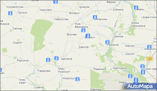 mapa Zaborze gmina Sadkowice, Zaborze gmina Sadkowice na mapie Targeo