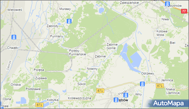 mapa Zabrnie gmina Grębów, Zabrnie gmina Grębów na mapie Targeo