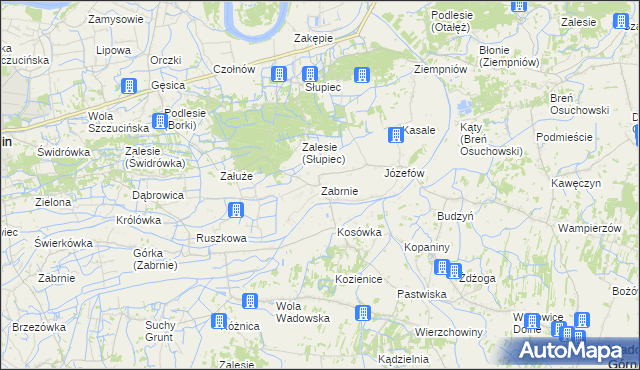 mapa Zabrnie gmina Wadowice Górne, Zabrnie gmina Wadowice Górne na mapie Targeo