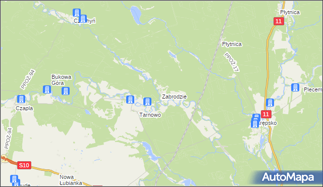 mapa Zabrodzie gmina Szydłowo, Zabrodzie gmina Szydłowo na mapie Targeo