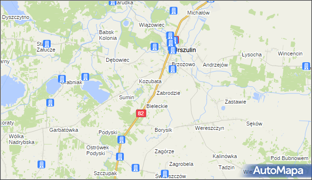 mapa Zabrodzie gmina Urszulin, Zabrodzie gmina Urszulin na mapie Targeo
