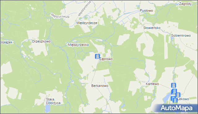 mapa Ząbrowo gmina Świdwin, Ząbrowo gmina Świdwin na mapie Targeo