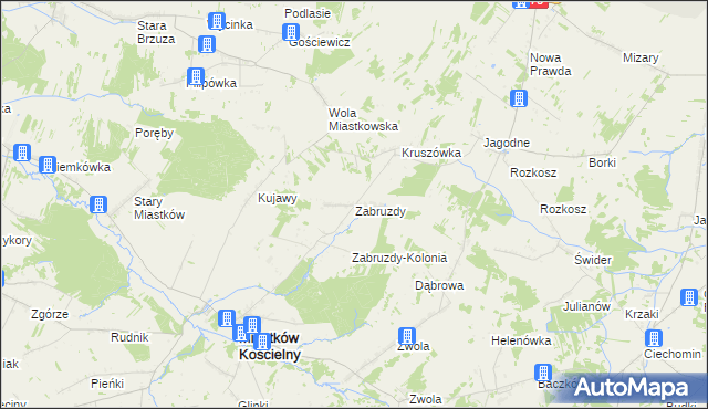 mapa Zabruzdy, Zabruzdy na mapie Targeo