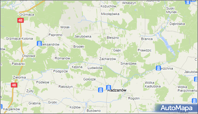 mapa Zacharzów, Zacharzów na mapie Targeo