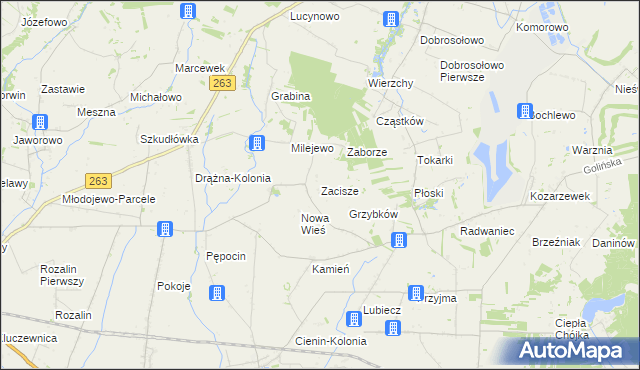 mapa Zacisze gmina Słupca, Zacisze gmina Słupca na mapie Targeo