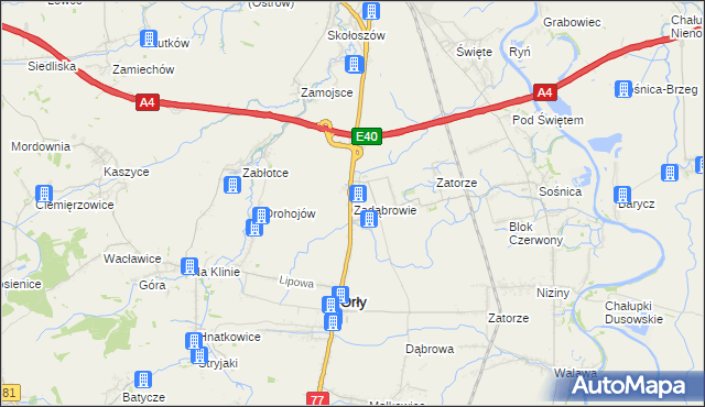 mapa Zadąbrowie gmina Orły, Zadąbrowie gmina Orły na mapie Targeo