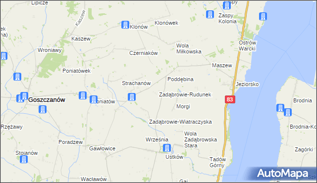 mapa Zadąbrowie-Rudunek, Zadąbrowie-Rudunek na mapie Targeo