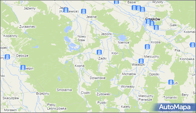 mapa Zadki gmina Czajków, Zadki gmina Czajków na mapie Targeo