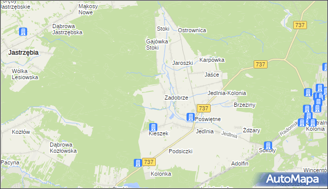 mapa Zadobrze gmina Pionki, Zadobrze gmina Pionki na mapie Targeo