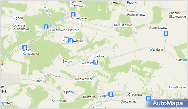 mapa Zadole gmina Opole Lubelskie, Zadole gmina Opole Lubelskie na mapie Targeo