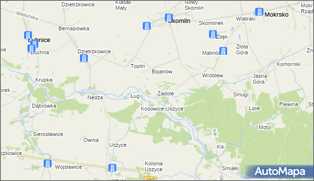 mapa Zadole gmina Skomlin, Zadole gmina Skomlin na mapie Targeo