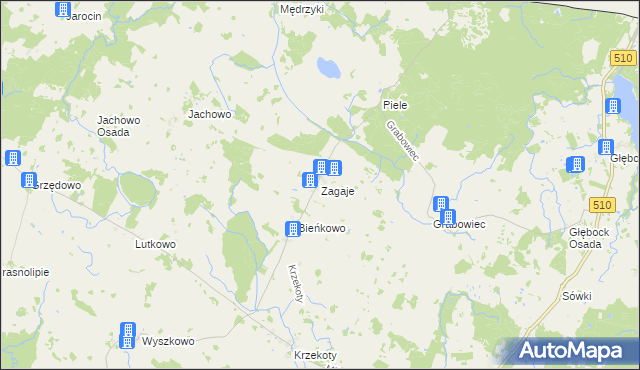 mapa Zagaje gmina Lelkowo, Zagaje gmina Lelkowo na mapie Targeo