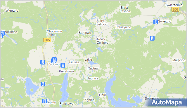 mapa Zagaje gmina Polanów, Zagaje gmina Polanów na mapie Targeo