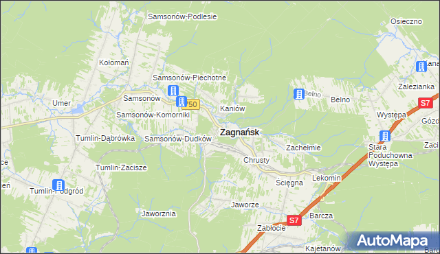 mapa Zagnańsk, Zagnańsk na mapie Targeo