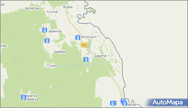 mapa Zagórnik gmina Dubienka, Zagórnik gmina Dubienka na mapie Targeo