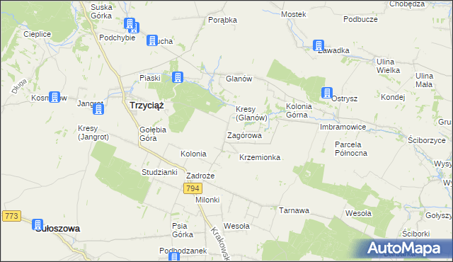 mapa Zagórowa, Zagórowa na mapie Targeo