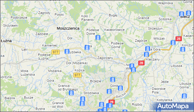 mapa Zagórzany gmina Gorlice, Zagórzany gmina Gorlice na mapie Targeo