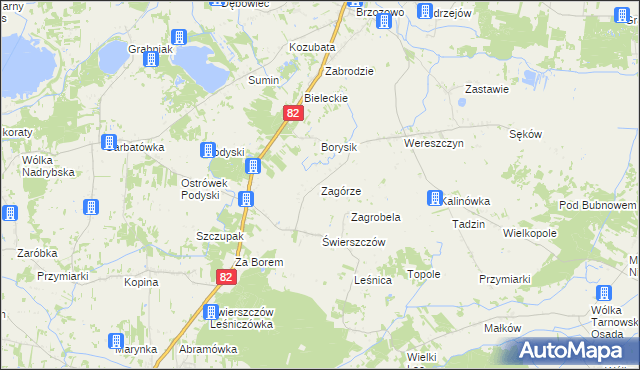 mapa Zagórze gmina Cyców, Zagórze gmina Cyców na mapie Targeo