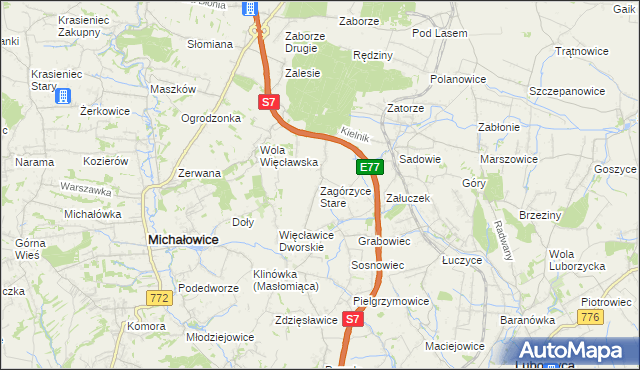 mapa Zagórzyce Stare, Zagórzyce Stare na mapie Targeo