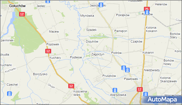 mapa Zagorzyn gmina Blizanów, Zagorzyn gmina Blizanów na mapie Targeo