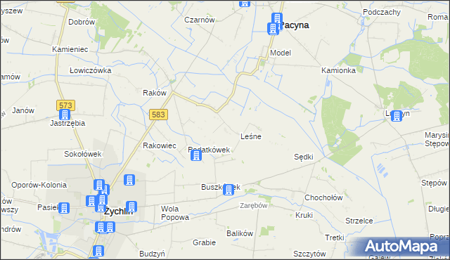 mapa Zagroby gmina Żychlin, Zagroby gmina Żychlin na mapie Targeo