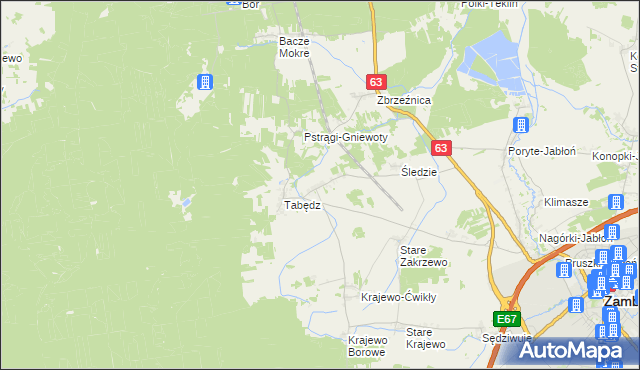 mapa Zagroby-Zakrzewo, Zagroby-Zakrzewo na mapie Targeo