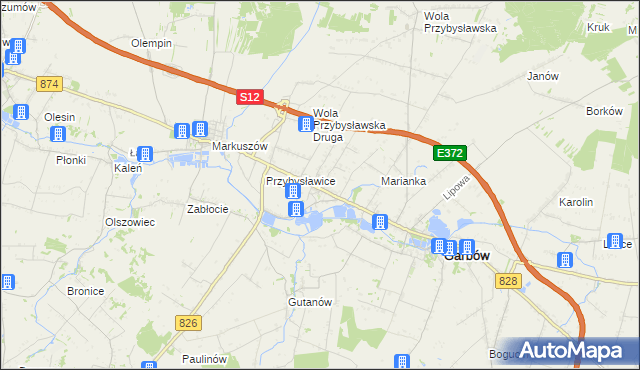 mapa Zagrody gmina Garbów, Zagrody gmina Garbów na mapie Targeo