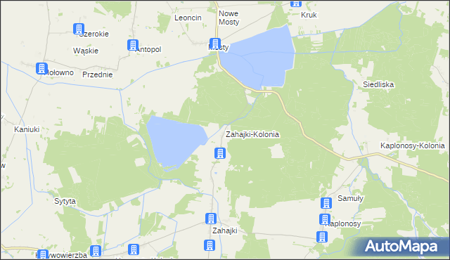 mapa Zahajki-Kolonia, Zahajki-Kolonia na mapie Targeo