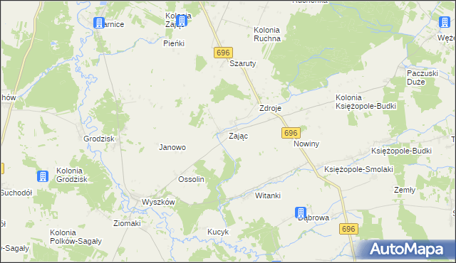 mapa Zając gmina Liw, Zając gmina Liw na mapie Targeo