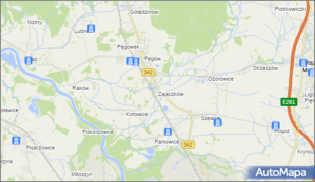 mapa Zajączków gmina Oborniki Śląskie, Zajączków gmina Oborniki Śląskie na mapie Targeo