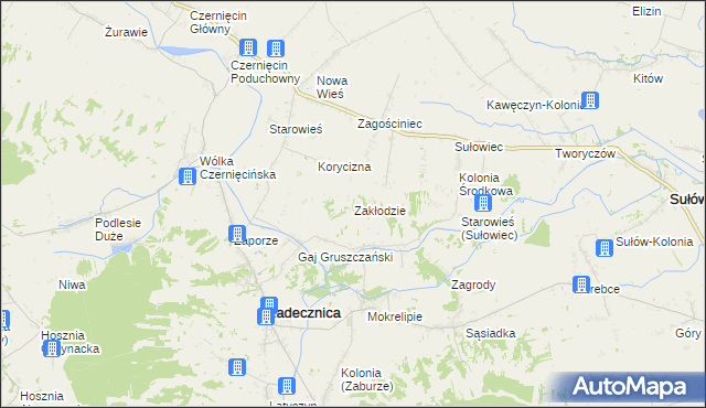 mapa Zakłodzie, Zakłodzie na mapie Targeo